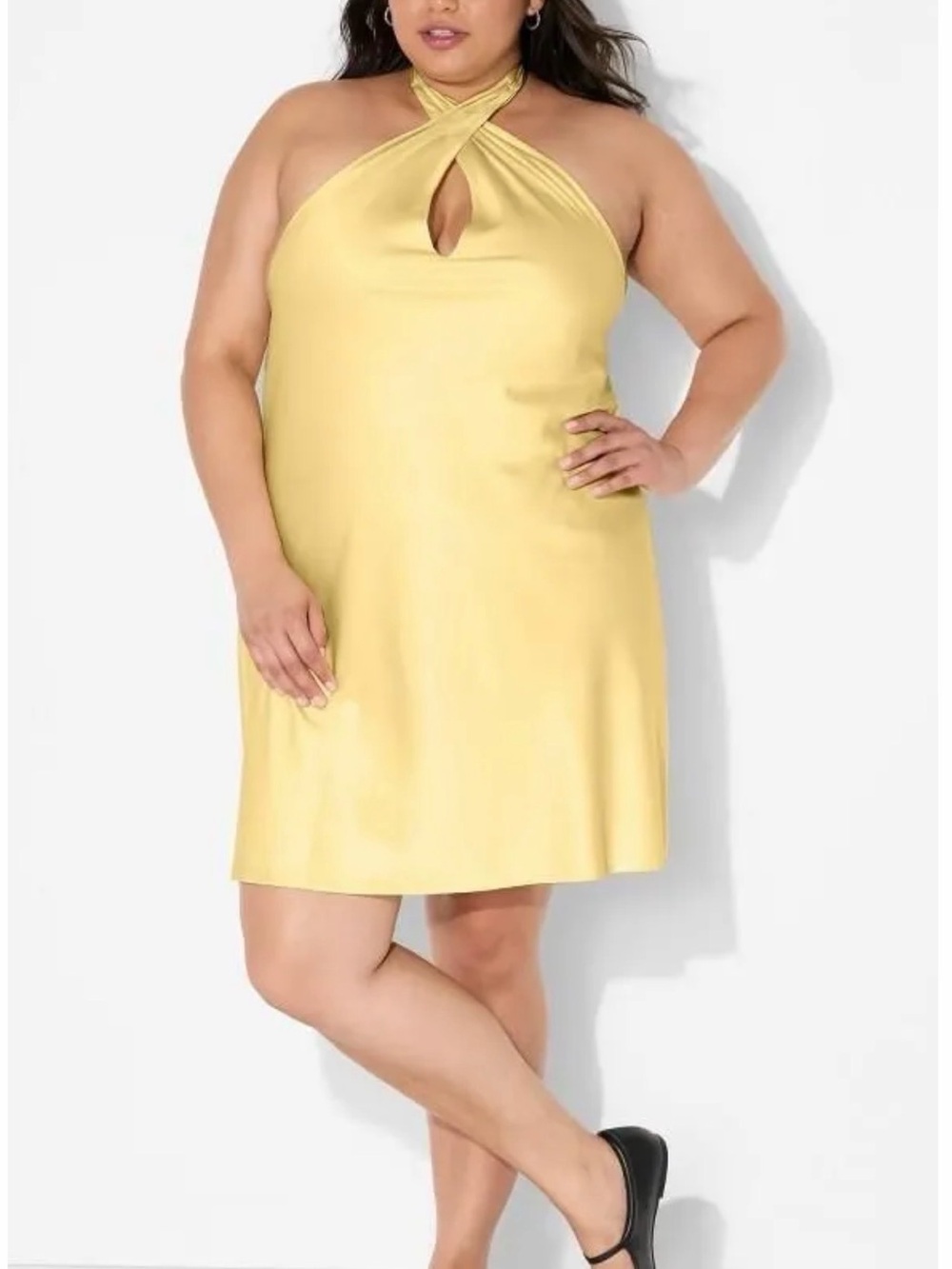 wild fable Yellow Halter Keyhole Slip Dress